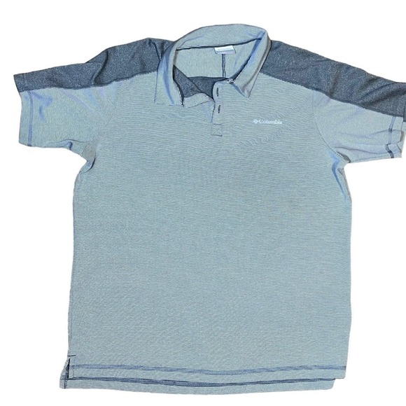 Columbia Large Short Sleeve Gray Pinstriped Polo - Picture 2 of 4